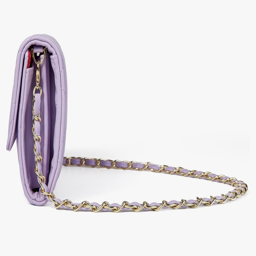🆕 Quilted Lilac Chain Crossbody Bag - Designer Style - Picture 5 of 7
